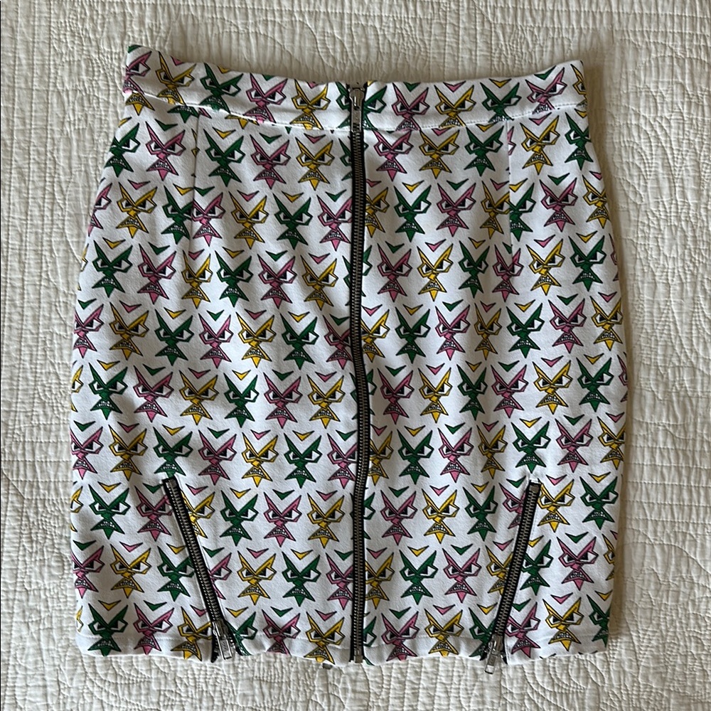 Jeremy Scott Zippered Trim Patterned Women's Skirt - Multicolor
